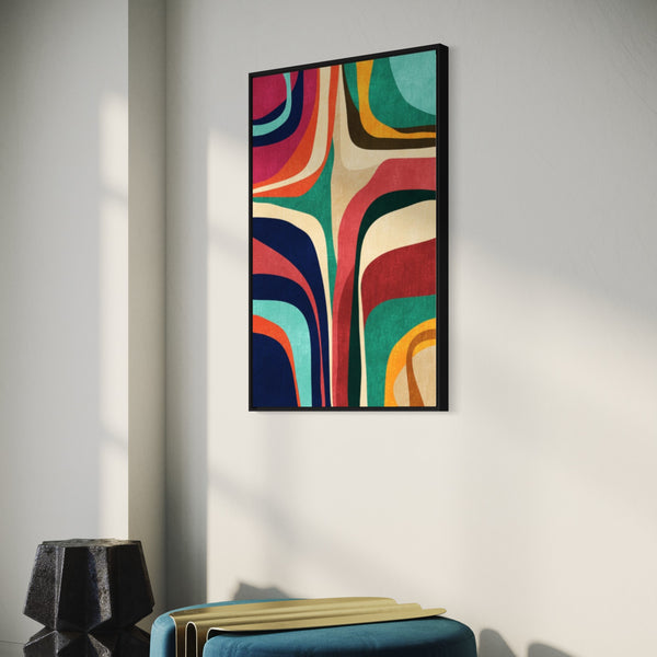 Multicolor Abstract Canvas Framed Wall Art FR-1393