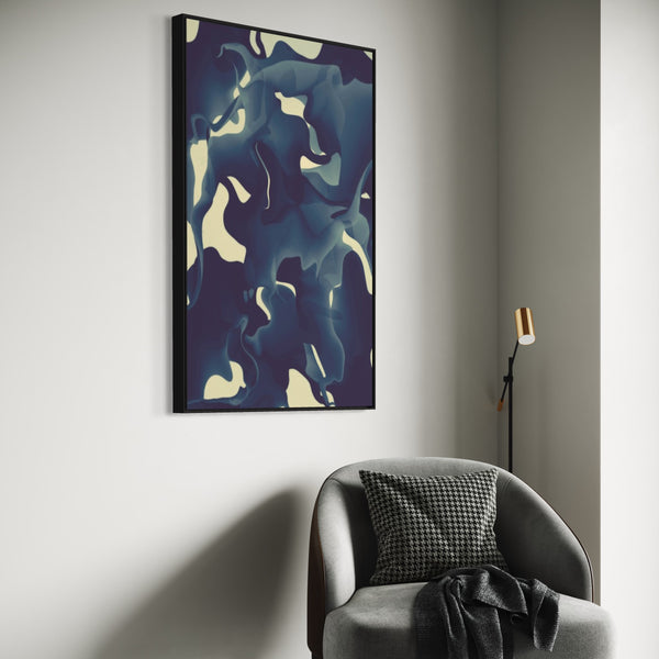 Dark Blue Abstract Canvas Framed Wall Art FR-1392