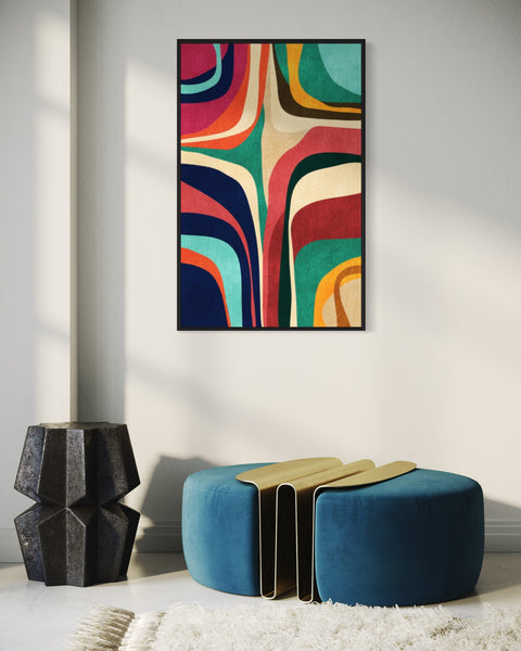 Multicolor Abstract Canvas Framed Wall Art FR-1393