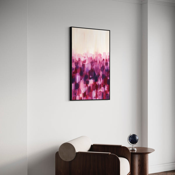 Dark Fuchsia Abstract Canvas Framed Wall Art FR-1390