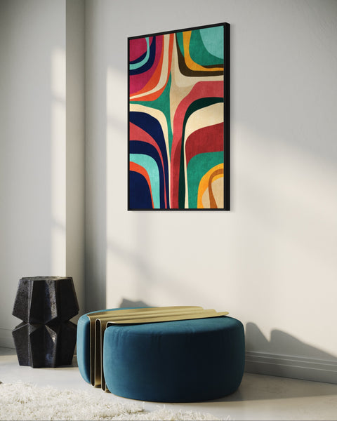 Multicolor Abstract Canvas Framed Wall Art FR-1393