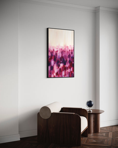 Dark Fuchsia Abstract Canvas Framed Wall Art FR-1390