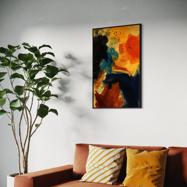 Orange Red Abstract Canvas Framed Wall Art FR-1391