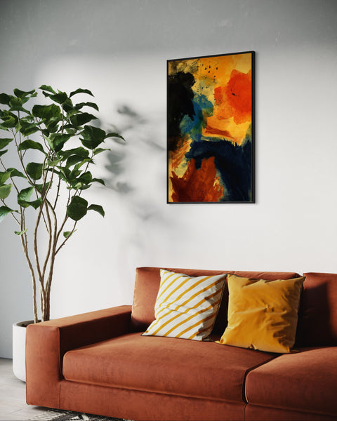 Orange Red Abstract Canvas Framed Wall Art FR-1391