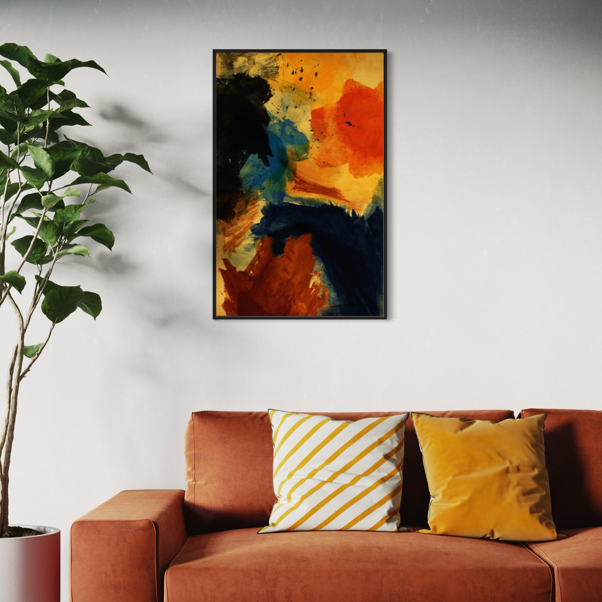 Orange Red Abstract Canvas Framed Wall Art FR-1391