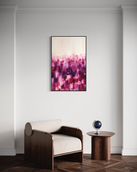 Dark Fuchsia Abstract Canvas Framed Wall Art FR-1390