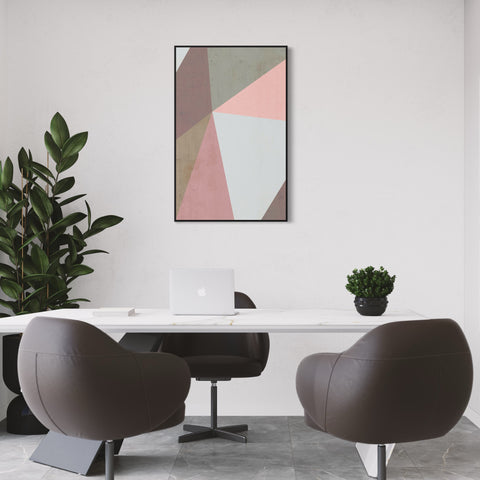 Pink Gray Abstract Canvas Framed Wall Art FR-1380