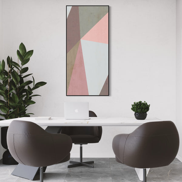 Pink Gray Abstract Canvas Framed Wall Art FR-1380