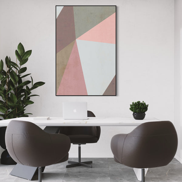 Pink Gray Abstract Canvas Framed Wall Art FR-1380