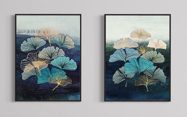 Blue Flowers Canvas Framed Wall Art FR-1218