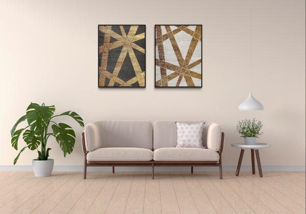 Gold Abstract Canvas Framed Wall Art FR-1232