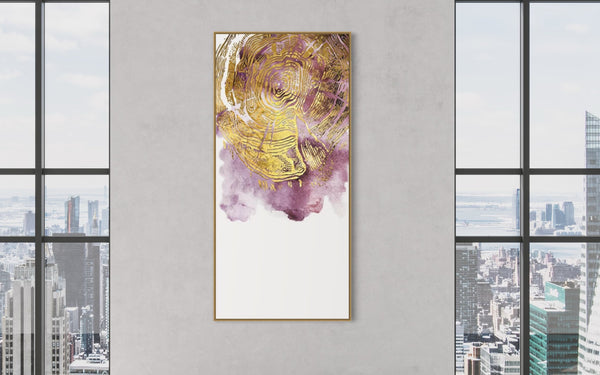 Purple Gold Abstract Canvas Framed Wall Art FR-1223