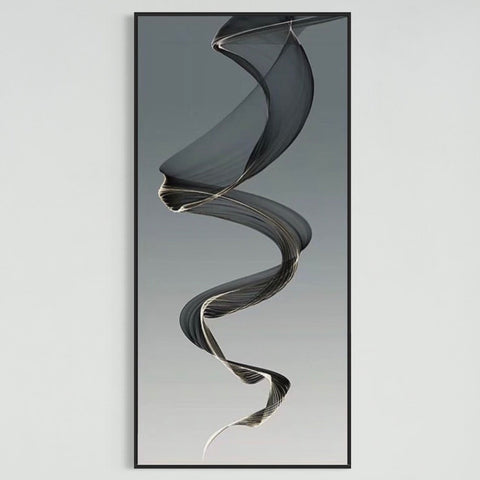 Modern Black Gray Lines Canvas Framed Wall Art FR-1024