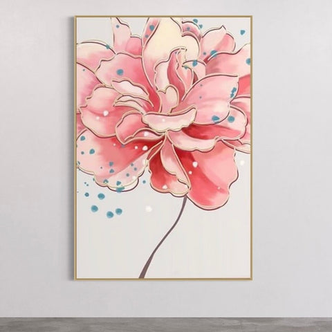 Pink Flowers Canvas Framed Wall Art FR-1032