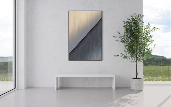 Modern Gray Sliver Canvas Framed Wall Art FR-1073