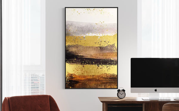 Gold Black Abstract Canvas Framed Wall Art FR-1226