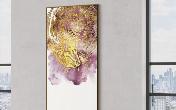 Purple Gold Abstract Canvas Framed Wall Art FR-1223