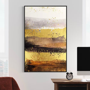 Gold Black Abstract Canvas Framed Wall Art FR-1226