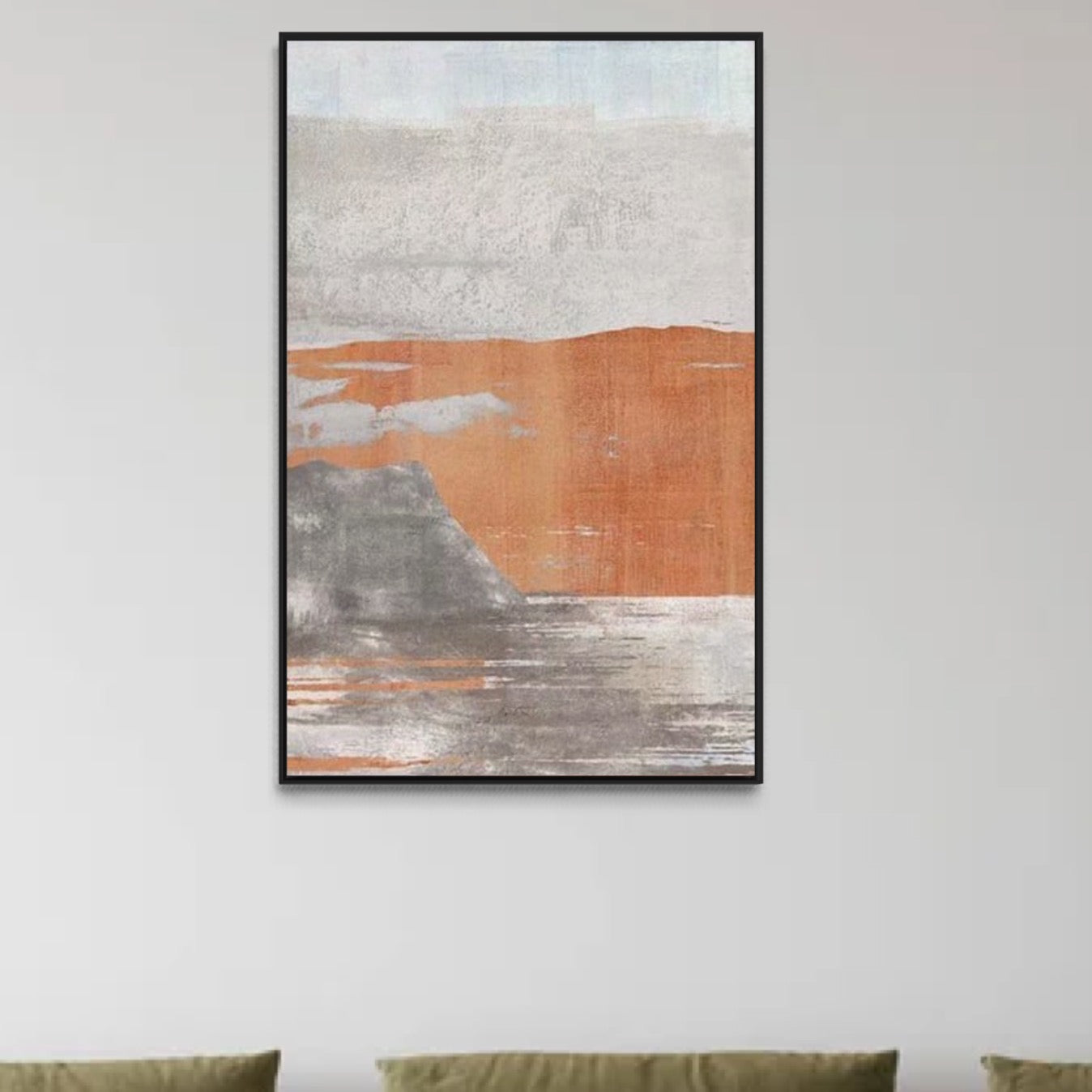 Orange Gray Canvas Framed Wall Art FR-1316