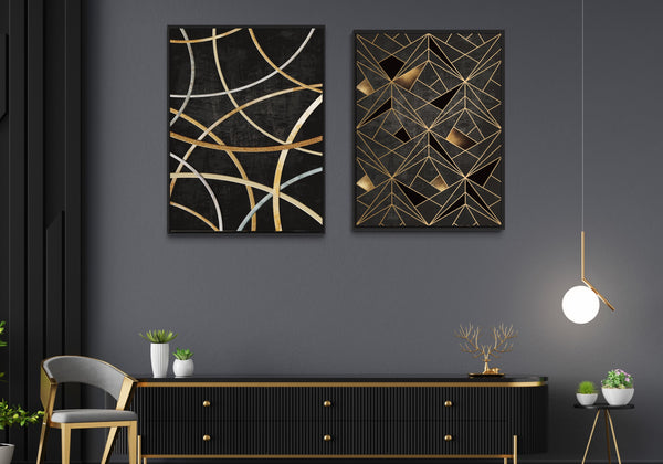 Black Gold Canvas Framed Wall Art FR-1359