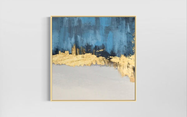 Modern Golden Blue Canvas Framed Wall Art FR-1048