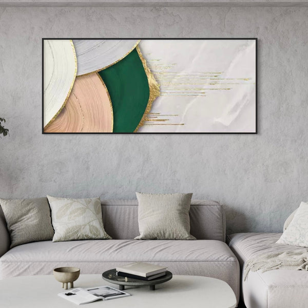 Green Gold Pink Abstract Framed Wall Art FR-1034