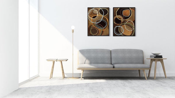 Brown Black Circles Framed Wall Art FR-1281