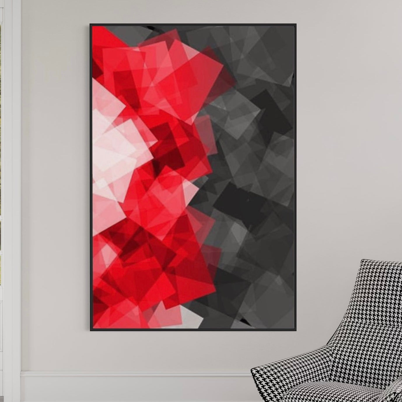 Red Gray Modern Canvas Framed Wall Art FR-1071