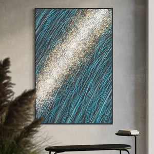 Turquoise Modern black Canvas Framed Wall Art FR-1069