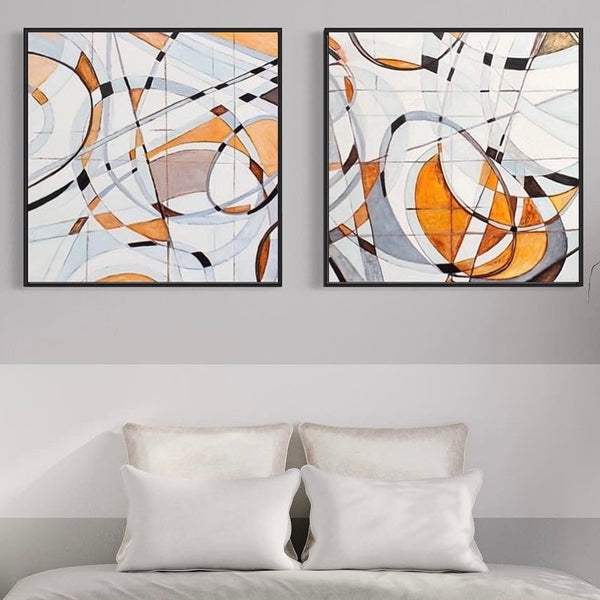 Orange White Canvas Framed Wall Art FR-1245