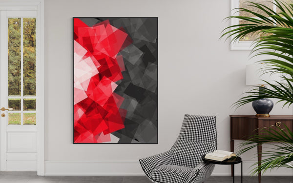 Red Gray Modern Canvas Framed Wall Art FR-1071