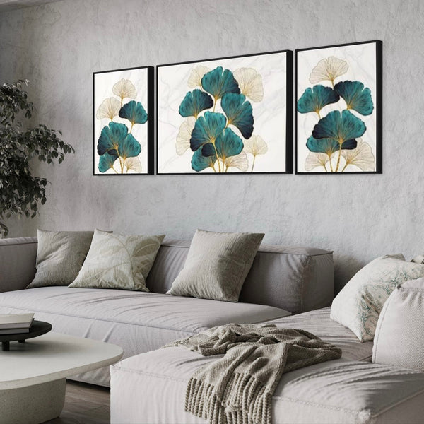 Green Leaves Canvas Framed Wall Art FR-1042