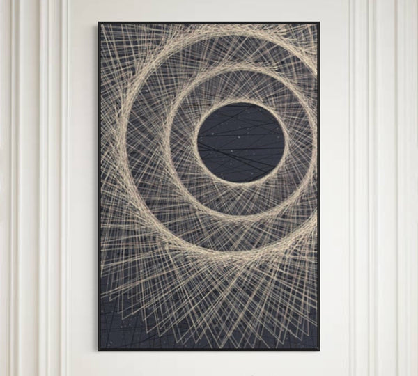 Golden Modern Circle Lines Canvas Framed Wall Art FR-1070