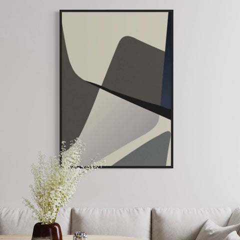 Gray Beige Black Canvas Framed Wall Art FR-1348