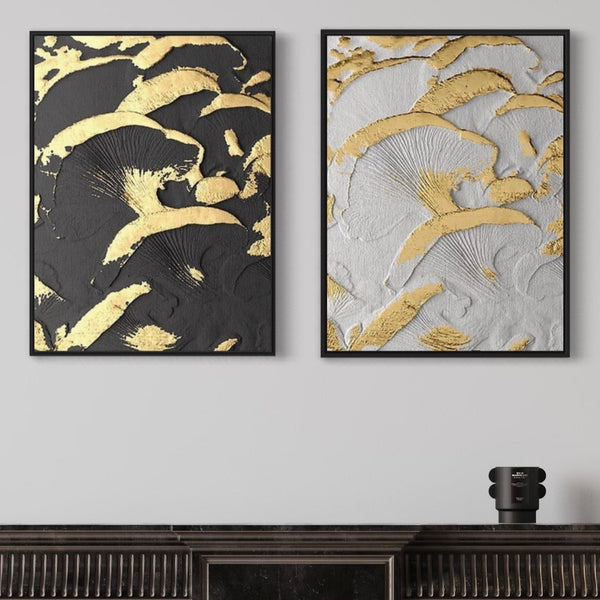 Gold Black Abstract Canvas Framed Wall Art FR-1233