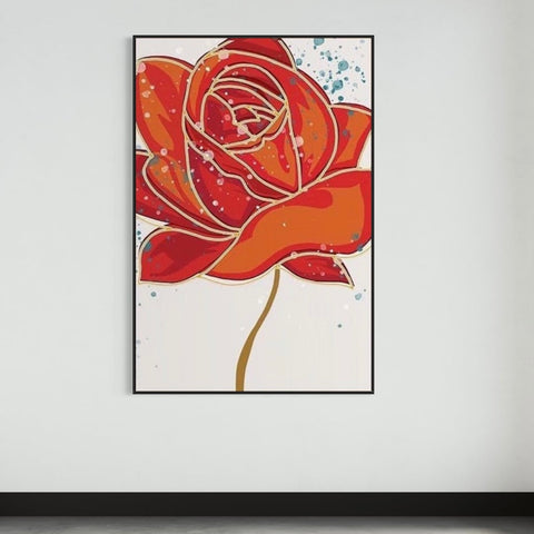 Red Flower Canvas Framed Wall Art FR-1028