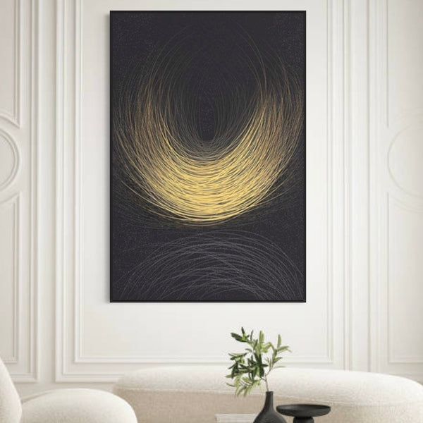 Modern Gold Black Canvas Framed Wall Art FR-1074