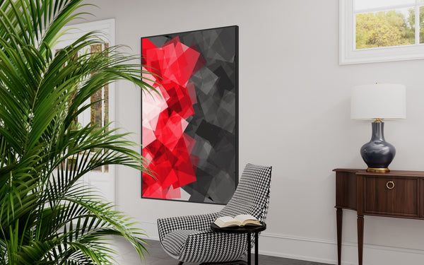 Red Gray Modern Canvas Framed Wall Art FR-1071