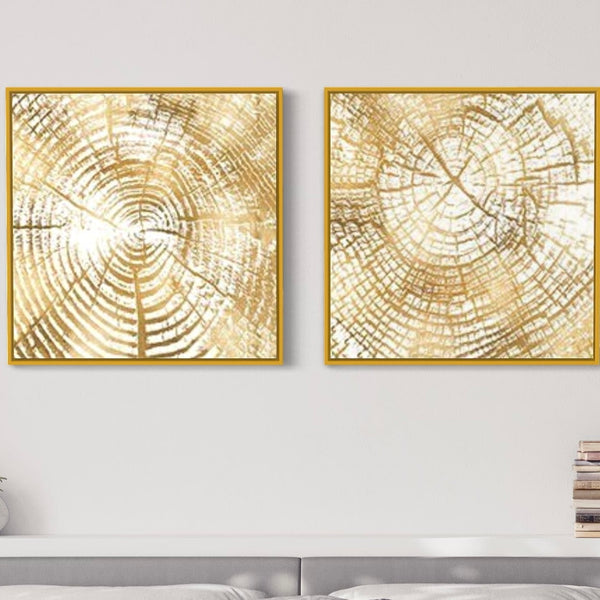 Gold Wood Canvas Framed Wall Art FR-1236