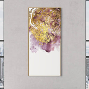 Purple Gold Abstract Canvas Framed Wall Art FR-1223