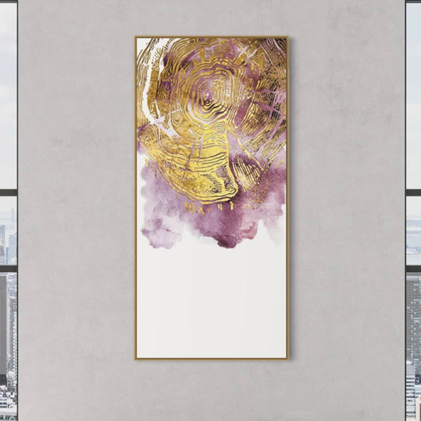 Purple Gold Abstract Canvas Framed Wall Art FR-1223