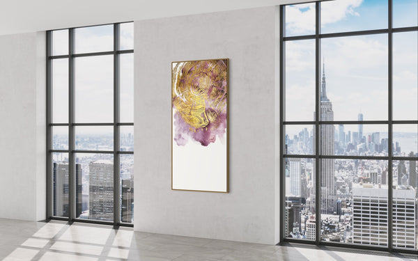 Purple Gold Abstract Canvas Framed Wall Art FR-1223