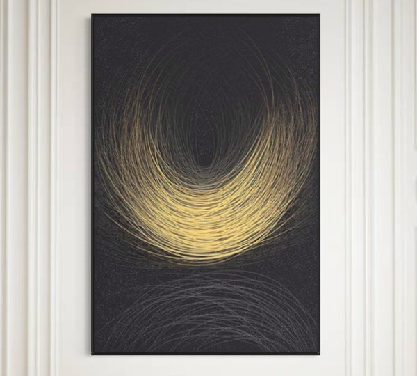 Modern Gold Black Canvas Framed Wall Art FR-1074