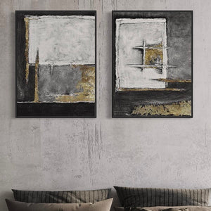 Black Gold Gray Canvas Framed Wall Art FR-1211