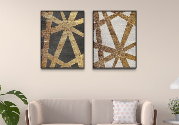 Gold Abstract Canvas Framed Wall Art FR-1232