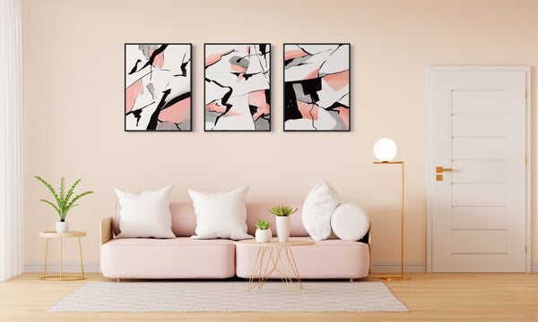 Pink Black Canvas Framed Wall Art FR-1335