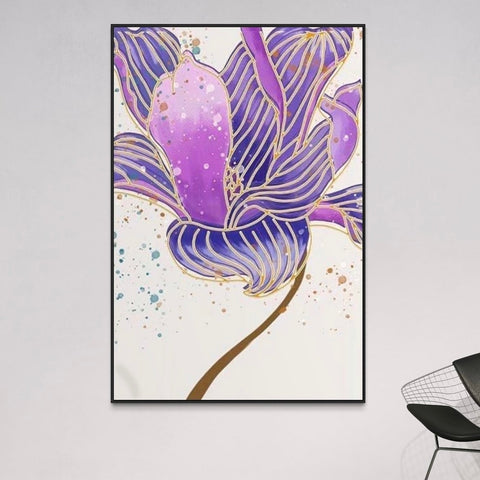 Purple Flower Canvas Framed Wall Art FR-1029