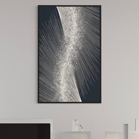 Modern White Black Lines Canvas Framed Wall Art FR-1065