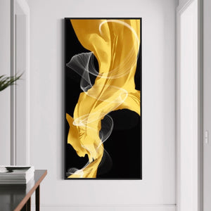 Gold black Abstract Canvas Framed Wall Art FR-1237