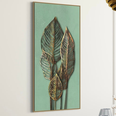 Golden Feathers Canvas Framed Wall Art FR-1047